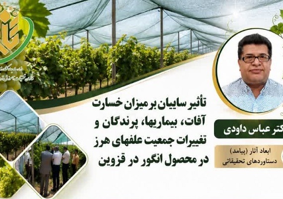 تأثیر سایبان بر میزان خسارت آفات، بیماریها، پرندگان و تغییرات جمعیت علف های هرز در محصول انگور در قزوین