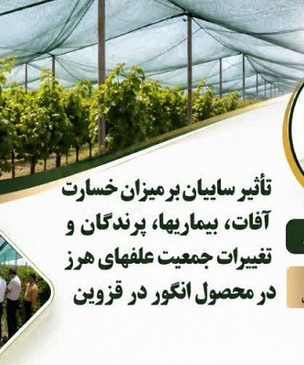تأثیر سایبان بر میزان خسارت آفات، بیماریها، پرندگان و تغییرات جمعیت علف های هرز در محصول انگور در قزوین